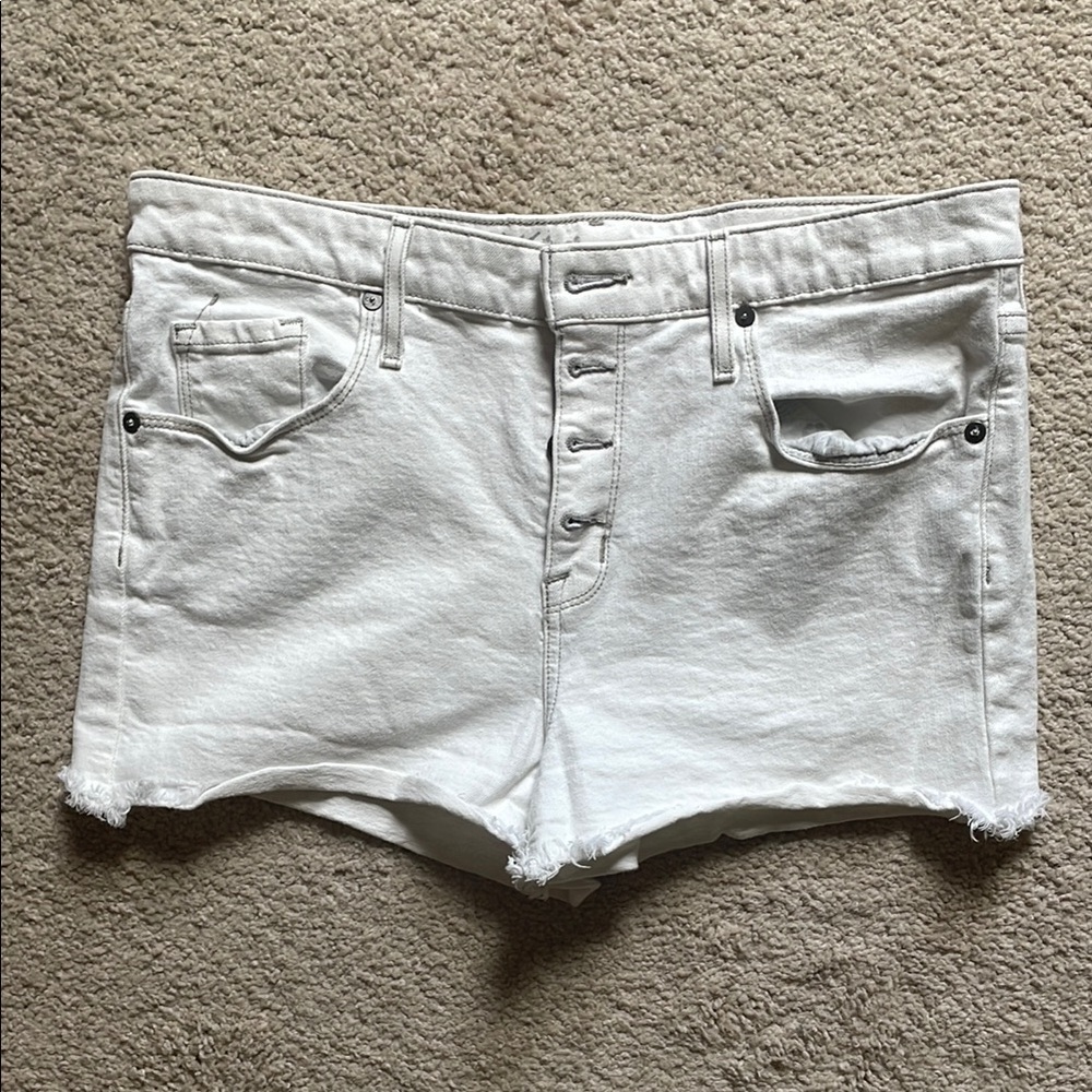 Mossimo White Distressed Jean Shorts with Raw Hem
